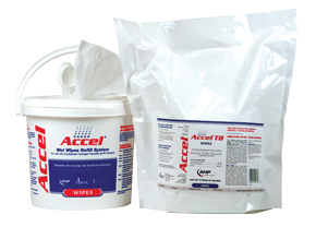 Accel TB 12" x 12" Surface Disinfectant Wipes in Disposable Pouch with Reusable Dispensing Bucket