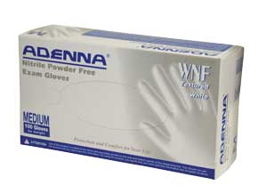 Box of Adenna White Nitrile Exam Gloves
