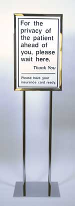 Chrome Privacy and Insurance Sign and Stand HIPAA Compliant