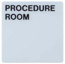 Custom ADA Braille Sign 8 inches by 8 inches Procedure Room in Grey