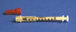 Kendall TB needle with safety device and syringe