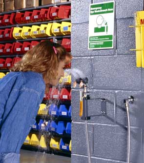 Eye wash drench hose wall moount
