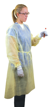 Yellow Isolation Gown with Knit Cuff