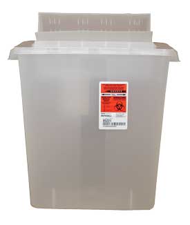 3 Gallon Clear Sharps Container - Always Open Lid