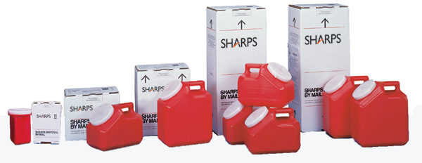Red Sharps Containers with Mail Away DIsposal