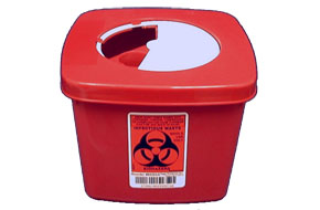 Half Gallon round red sharps container