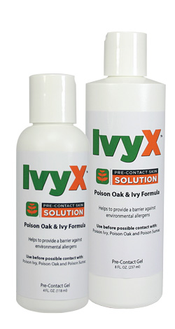 IvyX Pre-Contact Barrier Lotion bottles