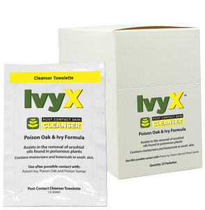 IvyX Post-Contact Cleanser Towelettes in Clamshell Dispenser