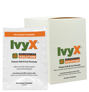IvyX Pre-Contact Barrier Towelettes in Clamshell Dispenser