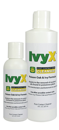 IvyX Post-Contact Cleanser Lotion bottles