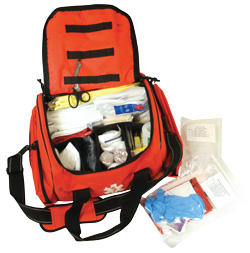 State Patrol Kit, opened bag with contents
